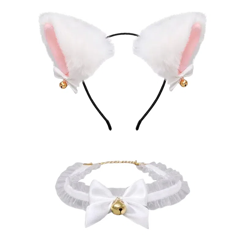 欧洛伊 可爱仿真猫耳铃铛发箍 洛丽塔头饰 聚会装饰头箍