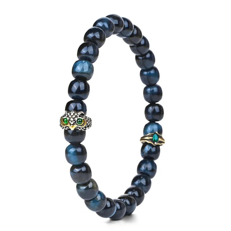 钰澜文玩 【梵高·猫头鹰】老型#好运 虎眼石 手串 男女同款情侣款