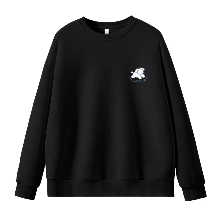 棉致 皇冠小狗狗简约柔软百搭通勤舒适弹力学院风多巴胺宽松落肩圆领长袖卫衣 女款