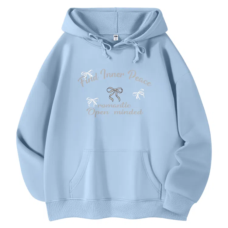 棉致 创意蝴蝶结简约设计感多巴胺学院风百搭休闲通勤落肩宽松柔软舒适套头连帽长袖卫衣 女款