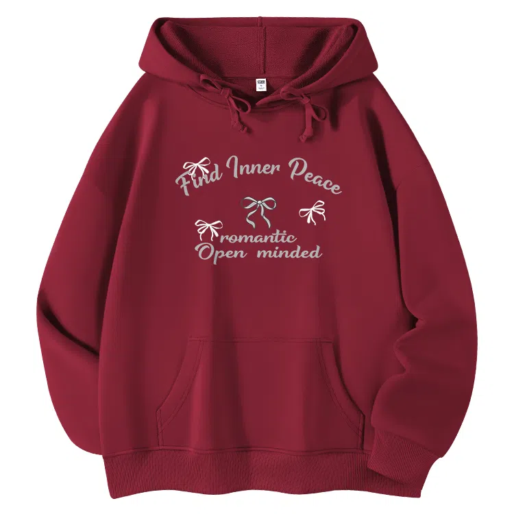 棉致 创意蝴蝶结简约设计感多巴胺学院风百搭休闲通勤落肩宽松柔软舒适套头连帽长袖卫衣 女款