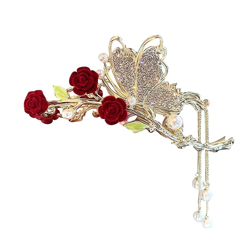 Jianluo Rose Butterfly Hair Clip