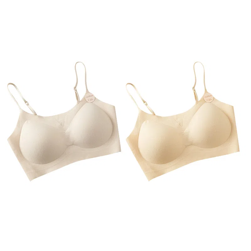 欧迪芬 欧迪芬 裸感无痕冰丝轻薄透气亲肤柔软细肩带软支撑上托聚拢防下垂收副乳夏季冰凉感两件装文胸 女款