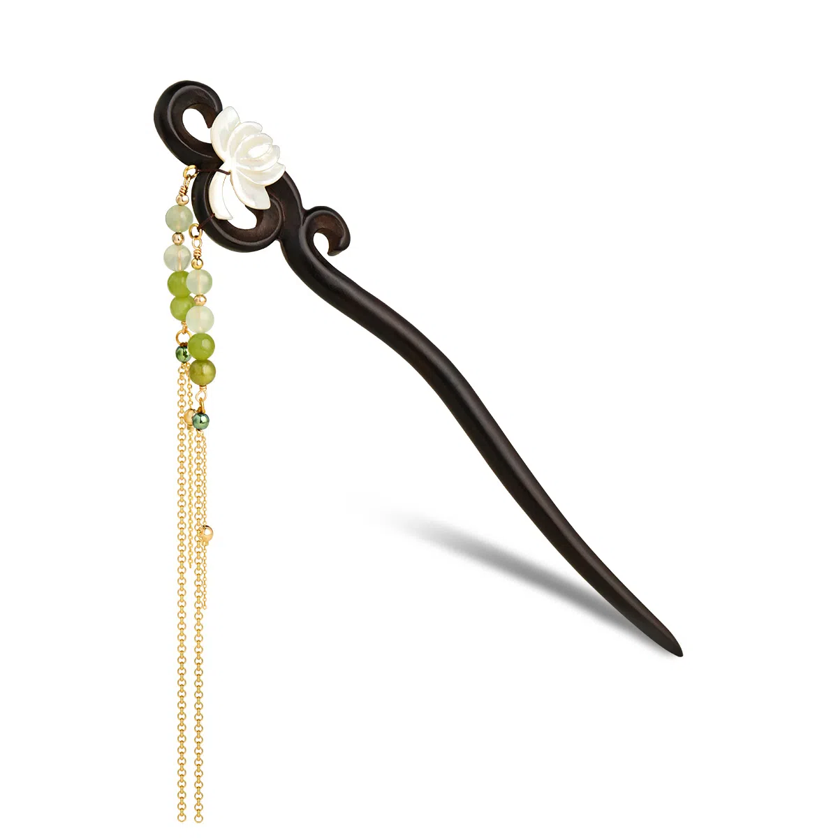 【檀生鸿运 荷贝引缘】 凤凰涅磐 新中式美学原创手工 流苏#好运 新中式盘发神器 高端典雅汉服旗袍 黑檀 发簪 女款