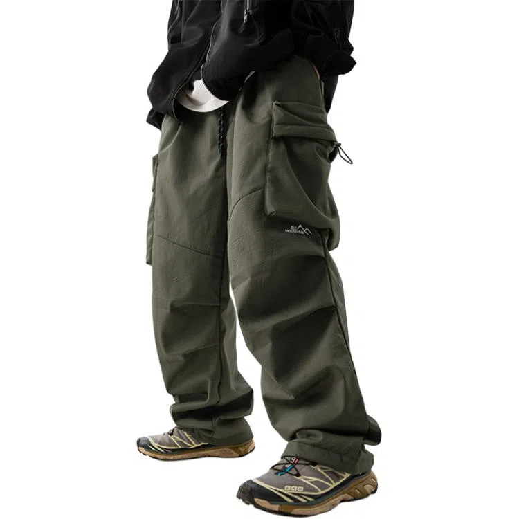 顶峰保罗 美式潮牌凉感舒适工装直筒长裤子薄款宽松小众百搭抽绳束脚设计感高街阔腿休闲裤 男女同款