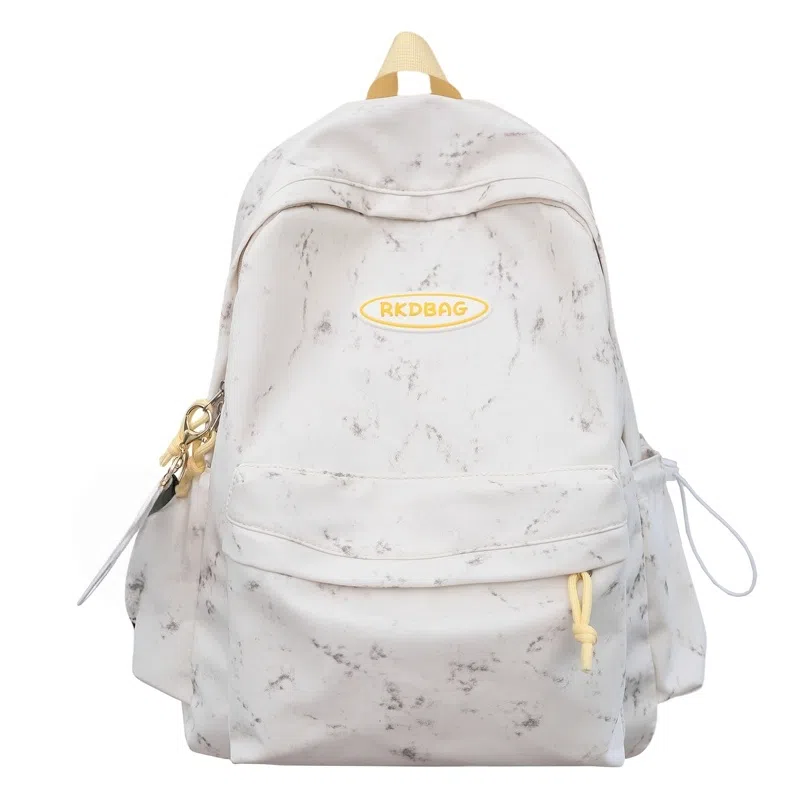 泰格奴 小清新休闲高颜值精美潮版韩版背包初高中生大学生上课百搭书包 尼龙 双肩包 男女同款情侣款 米白色/黑色/黄色/蓝色