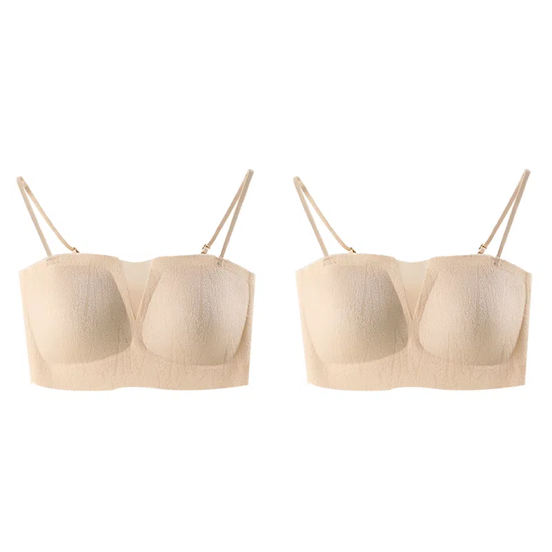 欧迪芬 裸感无痕冰丝轻薄透气软支撑上托聚拢防下垂收副乳夏季冰凉感细肩带两件装文胸 女款