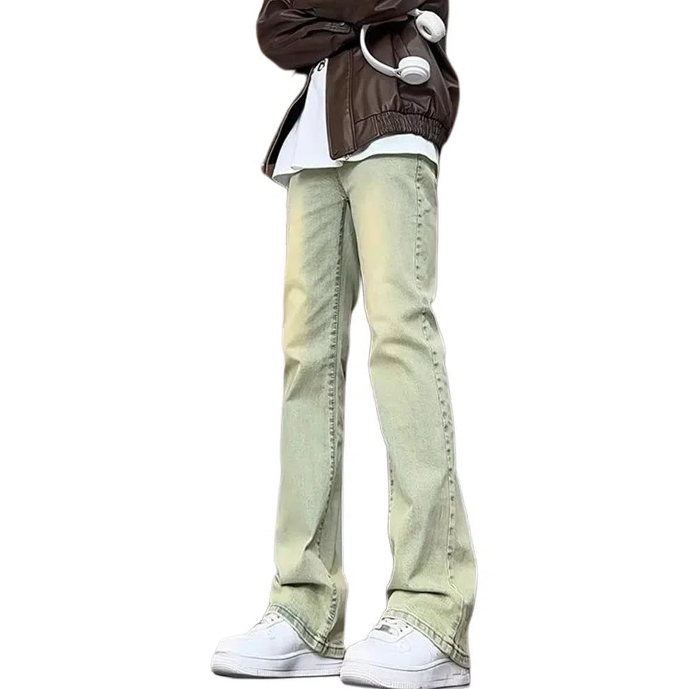 布客行 美式复古水洗做旧高街潮流微喇中腰显高显瘦牛仔裤 男女同款