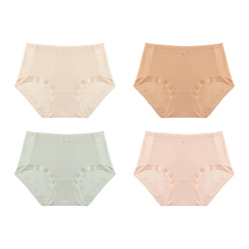 欧迪芬 无痕裸感冰丝轻薄透气不夹臀速干抗菌底裆不勒大腿面膜裤夏季清凉感四件装内裤 女款
