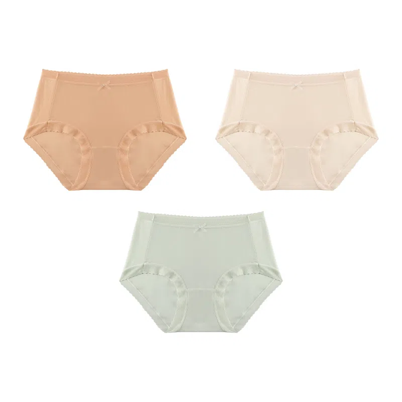 欧迪芬 冰丝轻薄透气不夹臀速干抗菌底裆不勒大腿裸感无痕面膜裤夏季清凉感三件装内裤 女款