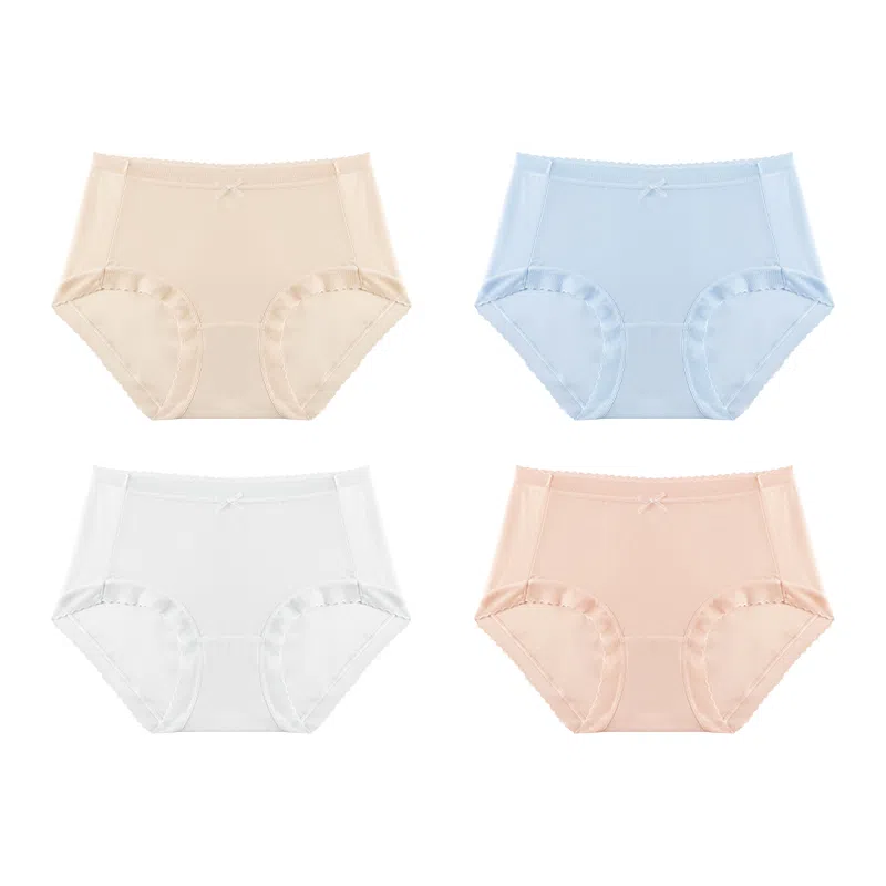 欧迪芬 无痕裸感冰丝轻薄透气不夹臀速干抗菌底裆不勒大腿面膜裤夏季清凉感四件装内裤 女款
