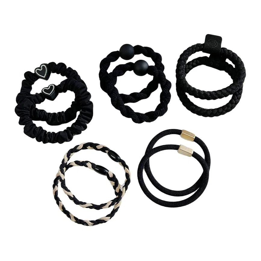 左欧 皮筋高弹力耐用黑色加粗扎头发高颜值发绳#好运 尼龙 发圈 女款