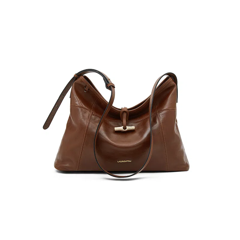 老人头 复古风气质百搭高颜值小众 头层牛皮 单肩斜挎包 女款 棕色/黑色