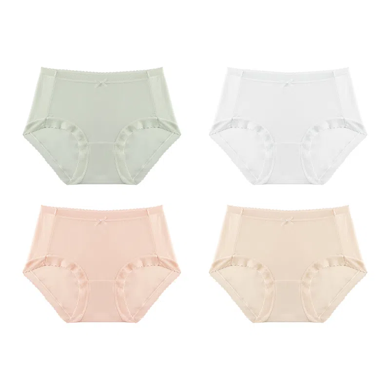 欧迪芬 无痕裸感冰丝轻薄透气不夹臀速干抗菌底裆不勒大腿面膜裤夏季清凉感四件装内裤 女款