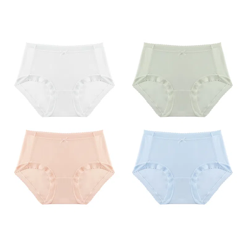 欧迪芬 无痕裸感冰丝轻薄透气不夹臀速干抗菌底裆不勒大腿面膜裤夏季清凉感四件装内裤 女款