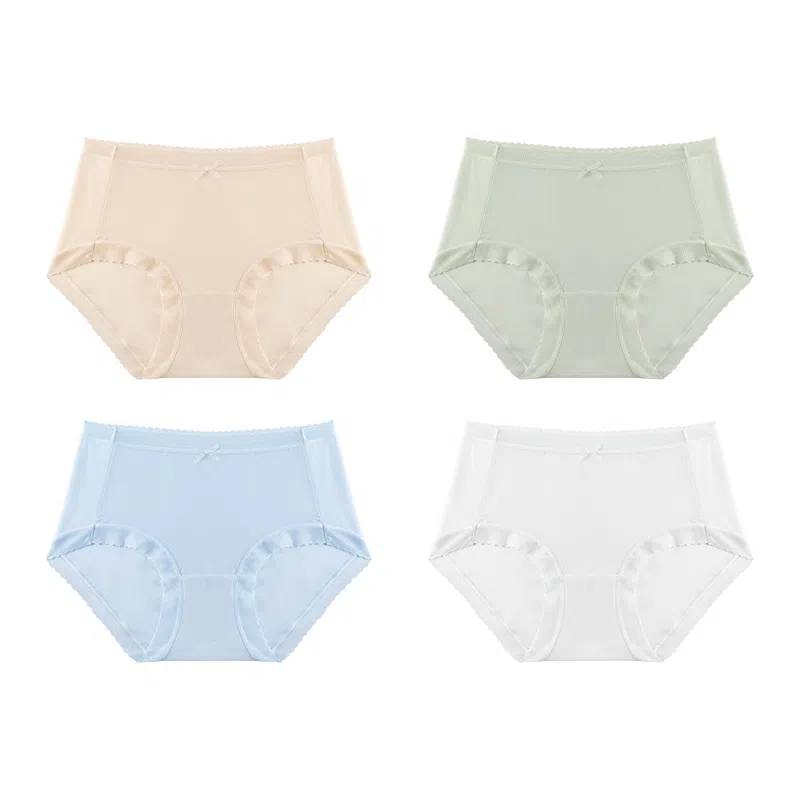欧迪芬 无痕裸感冰丝轻薄透气不夹臀速干抗菌底裆不勒大腿面膜裤夏季清凉感四件装内裤 女款