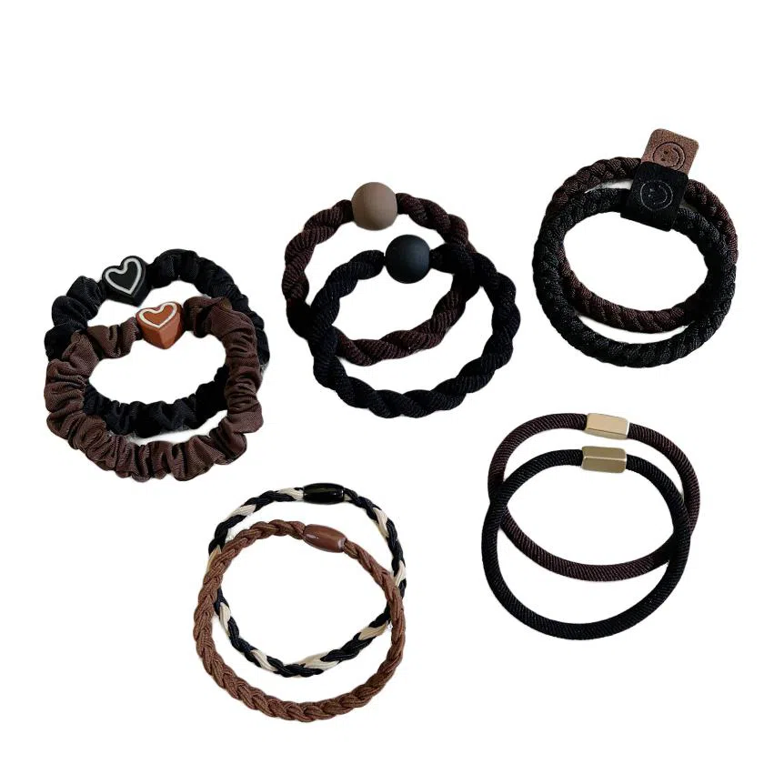 左欧 皮筋高弹力耐用黑色加粗扎头发高颜值发绳#好运 尼龙 发圈 女款