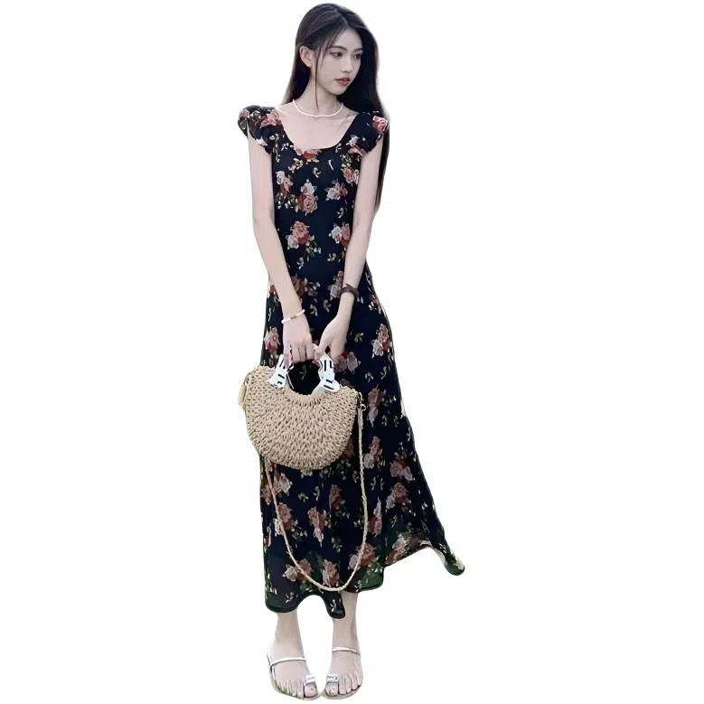 木木兔 碎花合身适中无袖连衣裙 女款