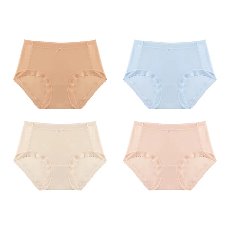 欧迪芬 无痕裸感冰丝轻薄透气不夹臀速干抗菌底裆不勒大腿面膜裤夏季清凉感四件装内裤 女款