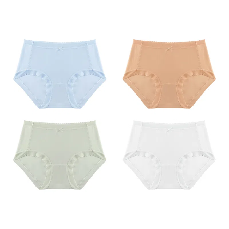 欧迪芬 无痕裸感冰丝轻薄透气不夹臀速干抗菌底裆不勒大腿面膜裤夏季清凉感四件装内裤 女款