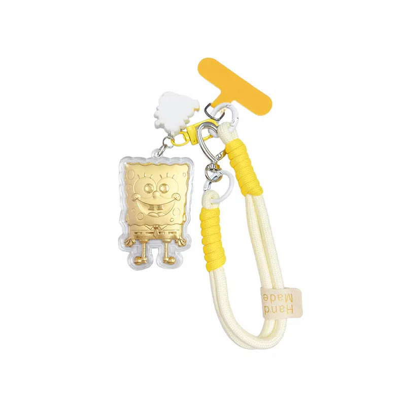 樱你心动 海绵宝宝卡通动漫活泼可爱萌趣童年时尚简约日常百搭轻奢小众高级感精致日常通勤包包 手机挂饰 金 挂件 女款