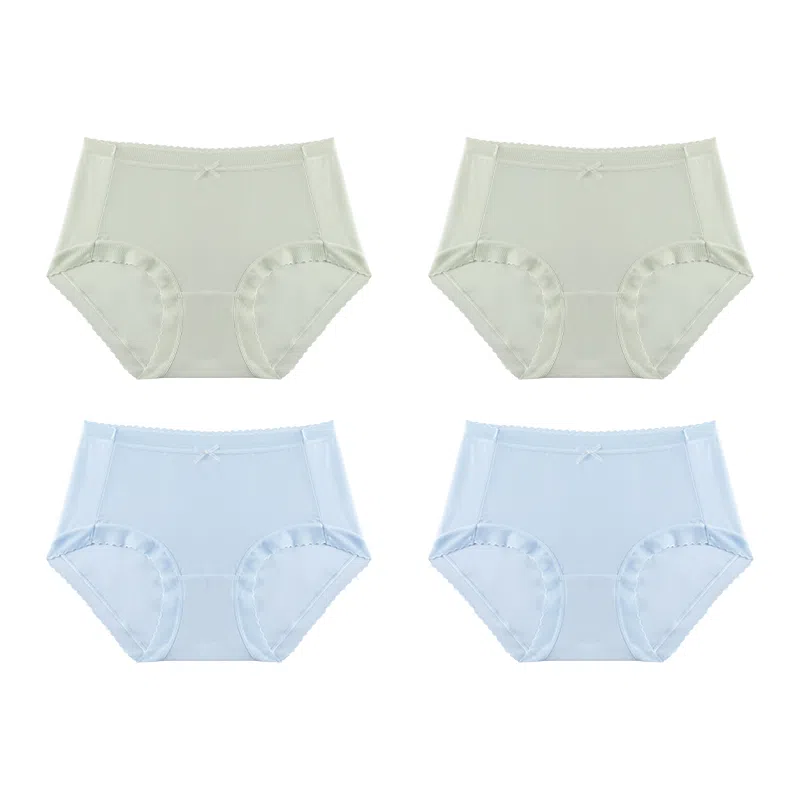 欧迪芬 无痕裸感冰丝轻薄透气不夹臀速干抗菌底裆不勒大腿面膜裤夏季清凉感四件装内裤 女款