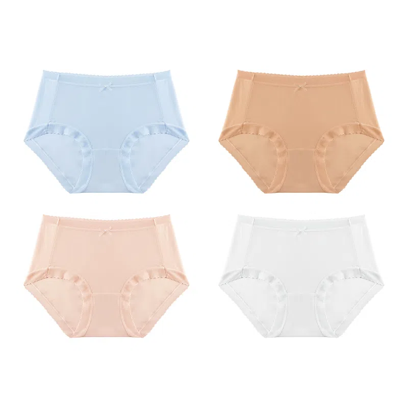 欧迪芬 无痕裸感冰丝轻薄透气不夹臀速干抗菌底裆不勒大腿面膜裤夏季清凉感四件装内裤 女款