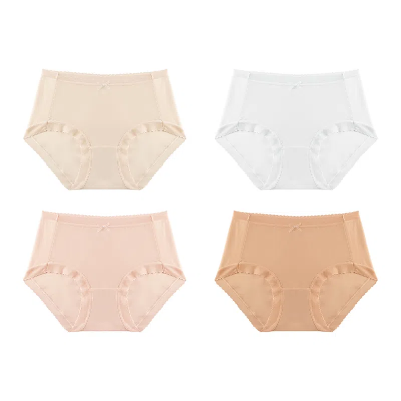 欧迪芬 无痕裸感冰丝轻薄透气不夹臀速干抗菌底裆不勒大腿面膜裤夏季清凉感四件装内裤 女款