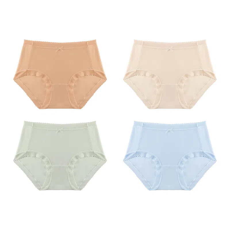欧迪芬 无痕裸感冰丝轻薄透气不夹臀速干抗菌底裆不勒大腿面膜裤夏季清凉感四件装内裤 女款