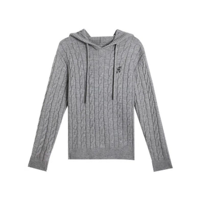 SUNSUNTOWN Braided Hoodie Knit Sweater