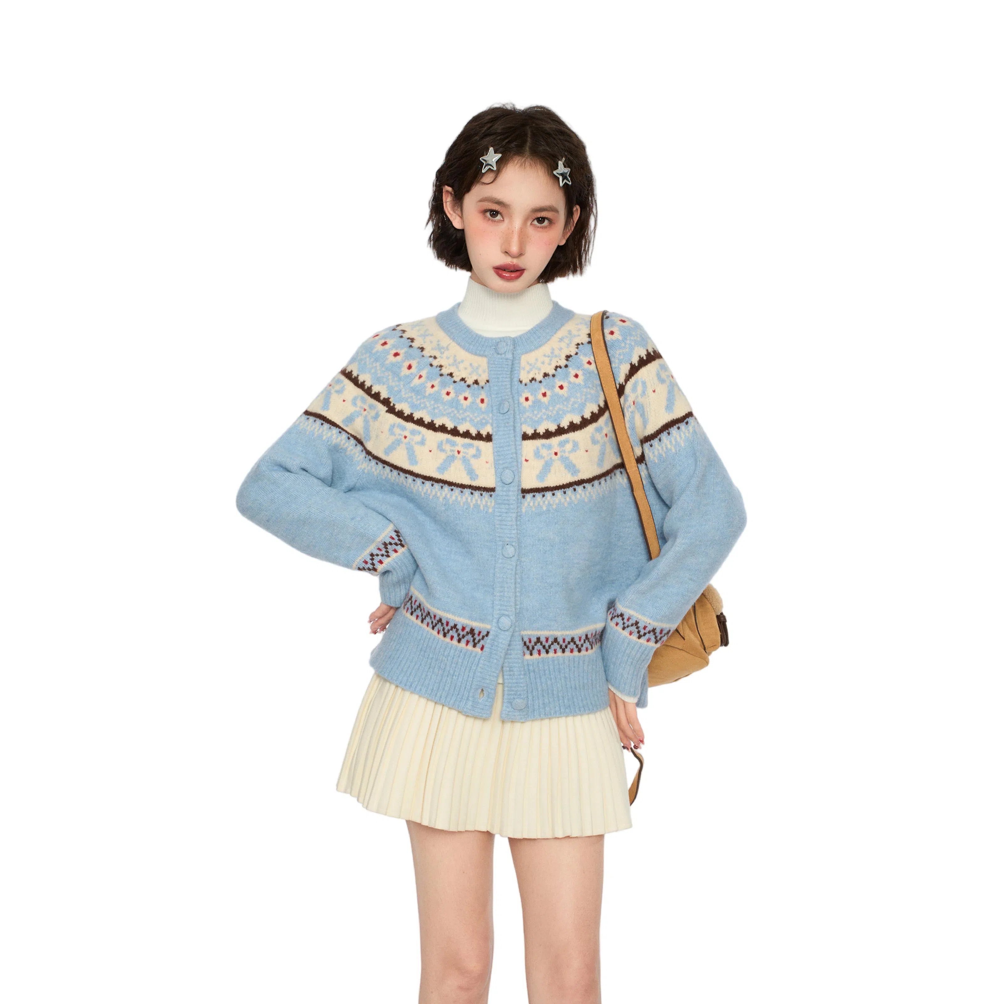 柏黛妃 复古提花针织简约百搭卫衣 女款