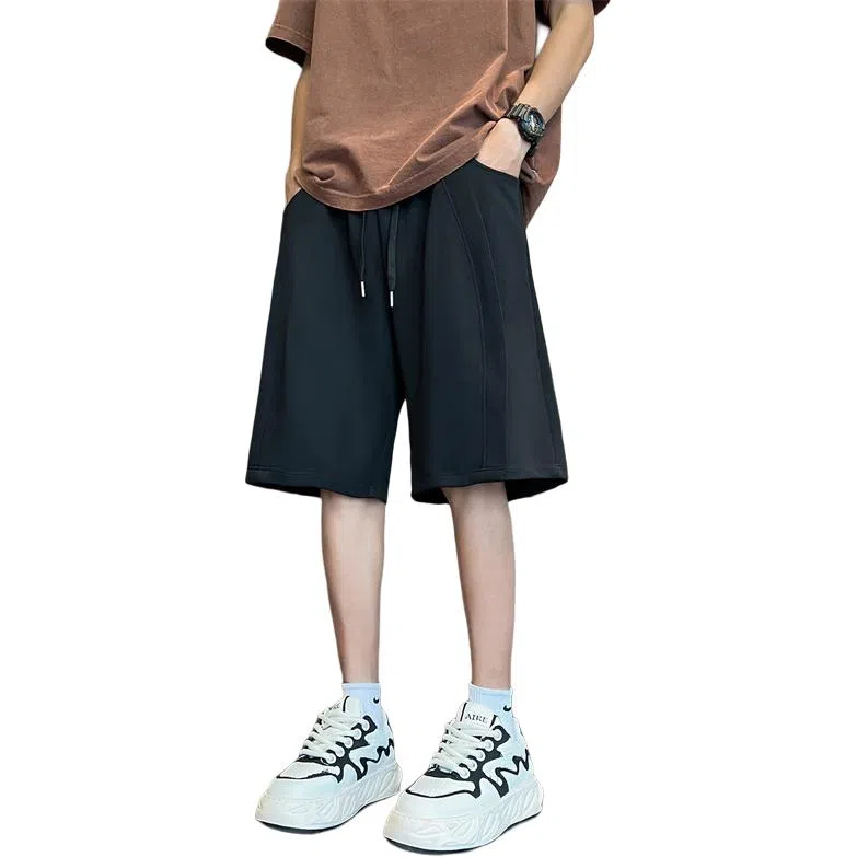 顶峰保罗 复古港风高街痞帅凉感舒适直筒五分裤无性别主义潮牌宽松小众百搭高级感休闲短裤 男女同款