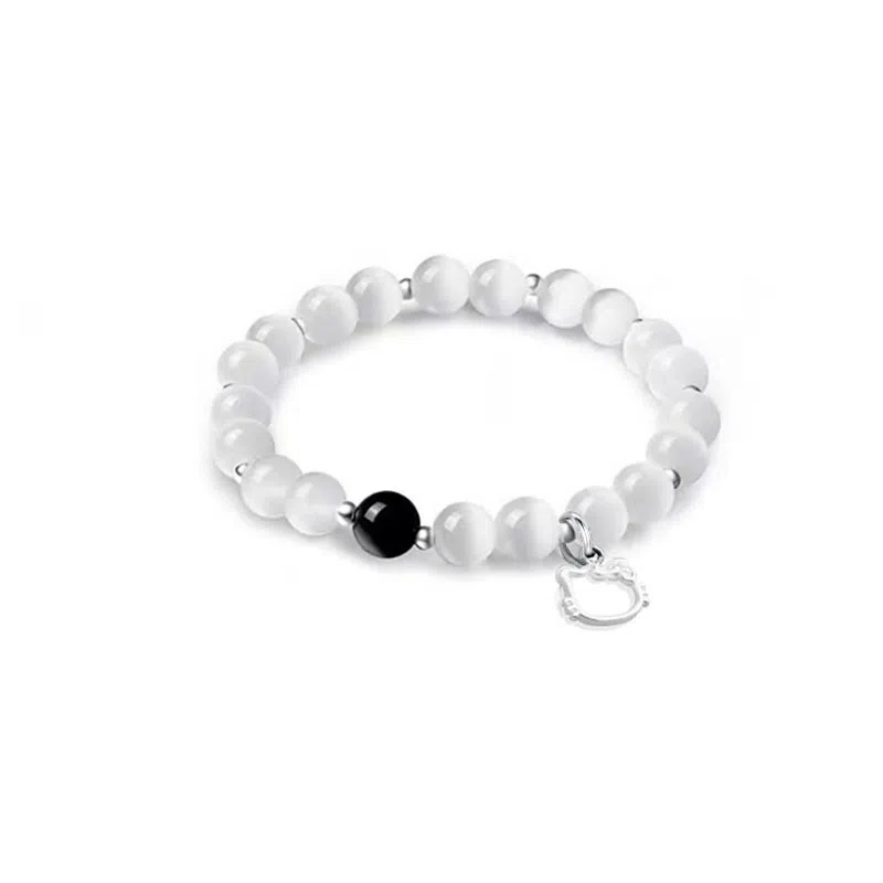 【S999镂空小猫】 京华录 招财纳福转运平安可爱猫猫足银白月光佛珠 森系简约日常通勤百搭串珠 招桃花旺事业#好运 琉璃 玉石手串 女款