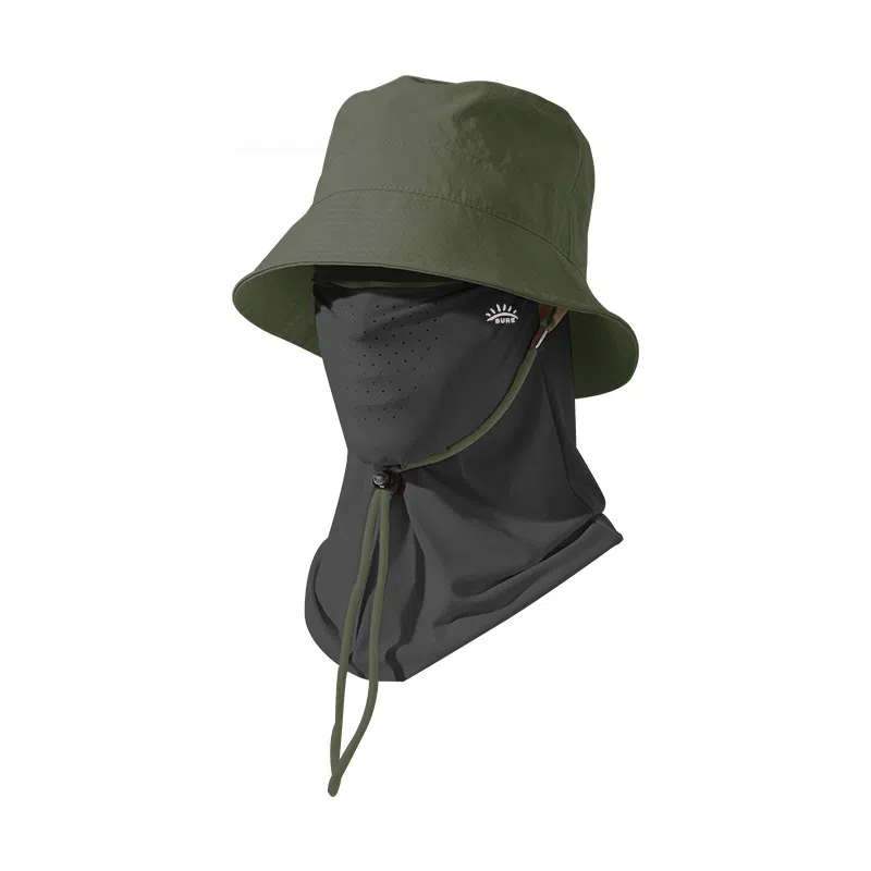 南极人 遮阳帽子夏季钓鱼登山徒步户外速干透气太阳帽防晒面罩套装遮全脸口罩防紫外线护颈脖套挂耳面巾冰丝 轻薄款 渔夫帽 男款