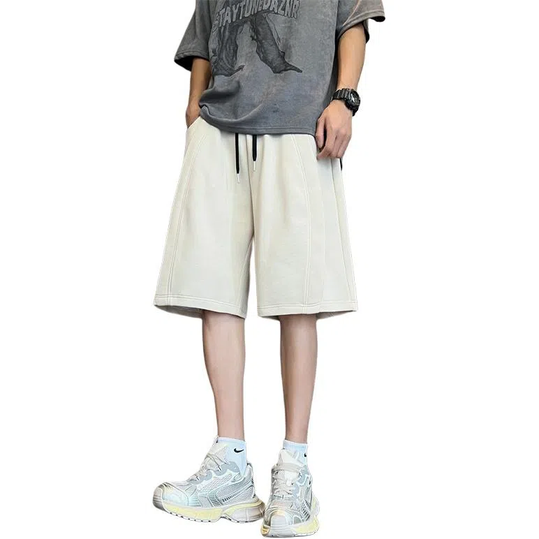 顶峰保罗 复古港风高街痞帅凉感舒适直筒五分裤无性别主义潮牌宽松小众百搭高级感休闲短裤 男女同款