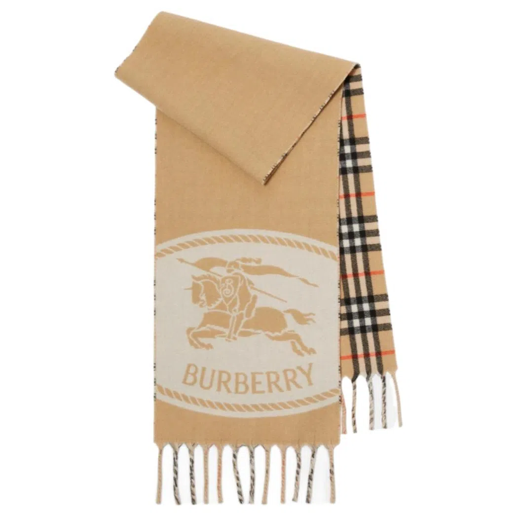 Burberry Equestrian Cashmere Scarf Brown