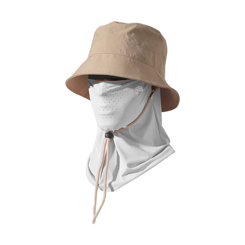 南极人 遮阳帽子夏季钓鱼登山徒步户外速干透气太阳帽防晒面罩套装遮全脸口罩防紫外线护颈脖套挂耳面巾冰丝 轻薄款 渔夫帽 男款