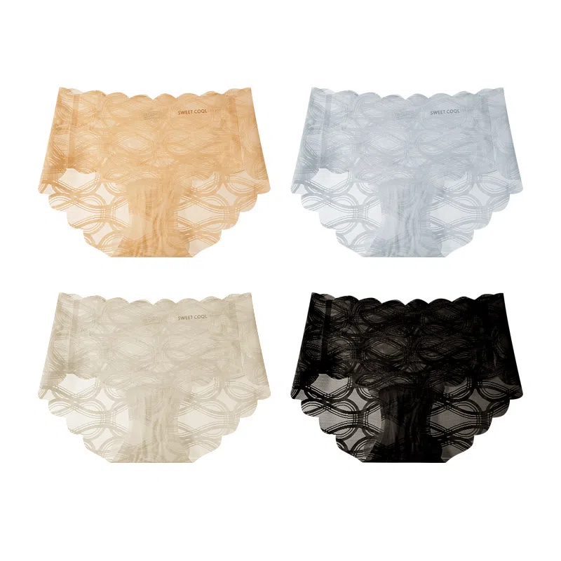 欧迪芬 无痕网纱轻薄透气蕾丝抑菌裆不夹臀不勒腿清凉款清新淡雅内裤 女款