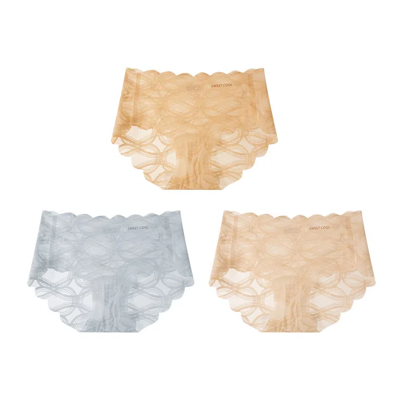 欧迪芬 无痕网纱轻薄透气蕾丝抑菌裆不夹臀不勒腿清凉清新淡雅内裤 女款