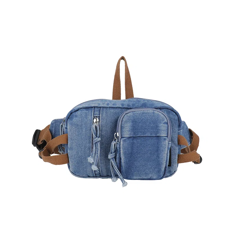 德力熊 复古百搭小众设计时尚轻便 牛仔布 腰包 常规 男女同款情侣款 多色
