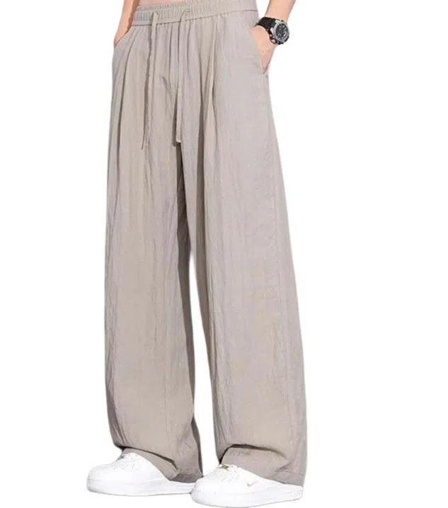 童先森 纯色阔腿裤松紧腰长裤休闲裤 男款