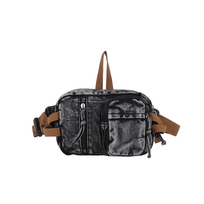 德力熊 复古百搭小众设计时尚轻便 牛仔布 腰包 常规 男女同款情侣款 多色