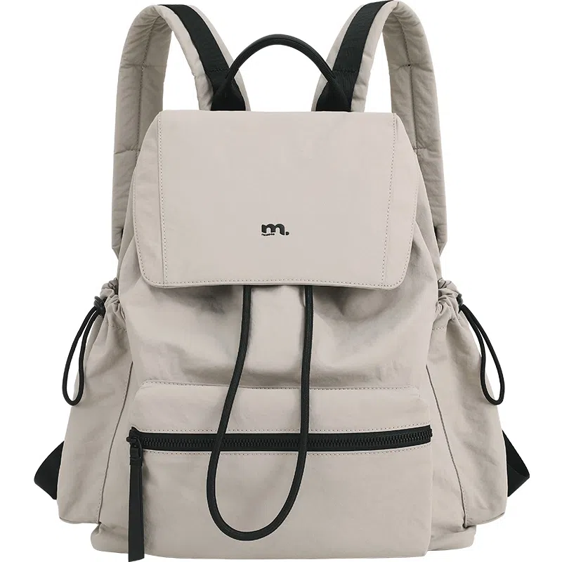 妙迪 时尚潮流百搭 织物 双肩包 常规 男女同款情侣款 椰青灰