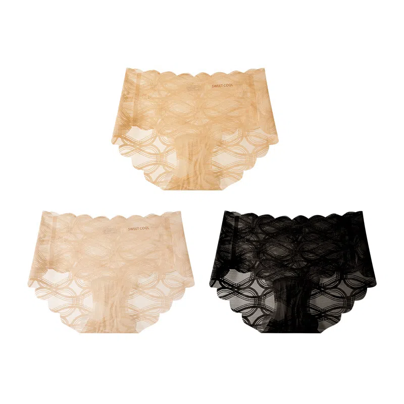 欧迪芬 无痕网纱轻薄透气蕾丝抑菌裆不夹臀不勒腿清凉清新淡雅内裤 女款