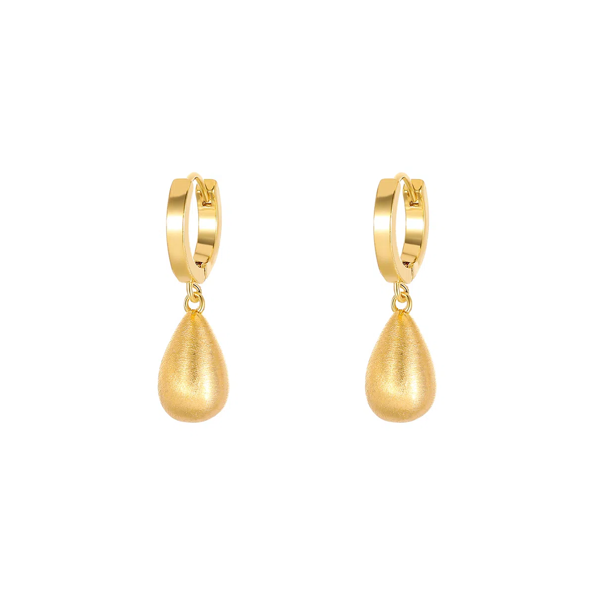 韵系 感拉丝水滴 铜镀金 耳环 女款