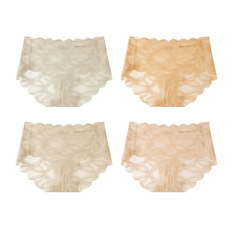 欧迪芬 无痕网纱轻薄透气蕾丝抑菌裆不夹臀不勒腿清凉款清新淡雅内裤 女款