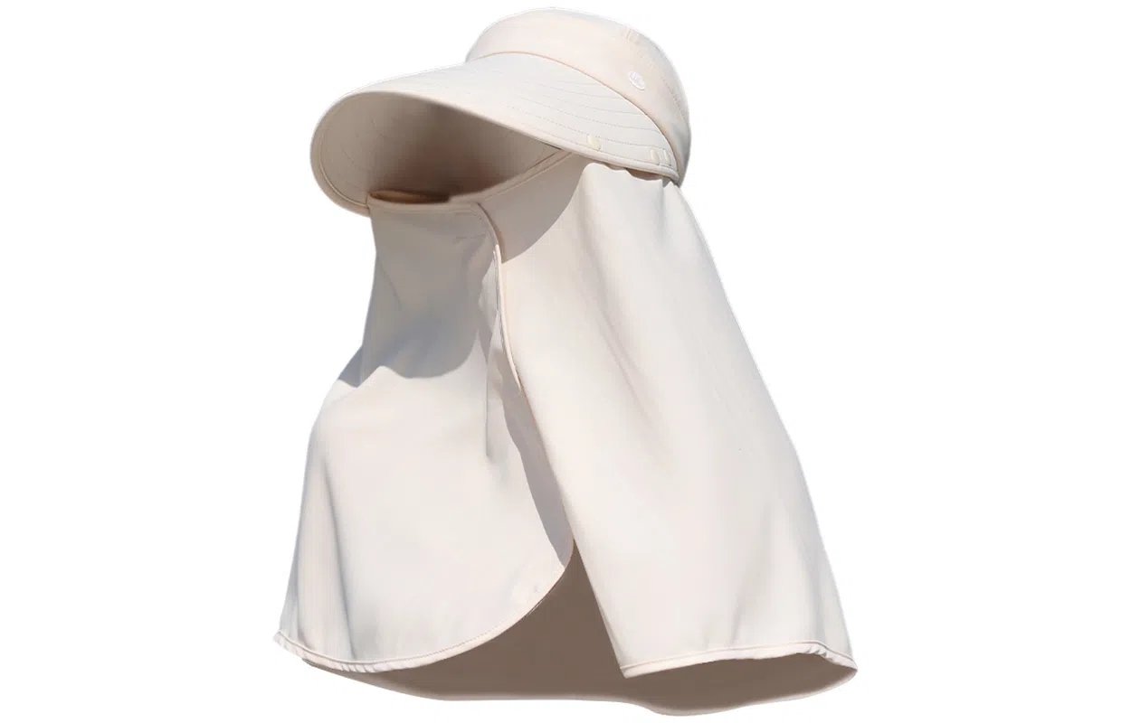 优幽兰 时尚百搭大帽檐遮阳帽小众设计感面罩护颈披肩一体夏季户外出行骑车防紫外线透气遮全脸太阳帽子 锦纶 防晒帽 女款