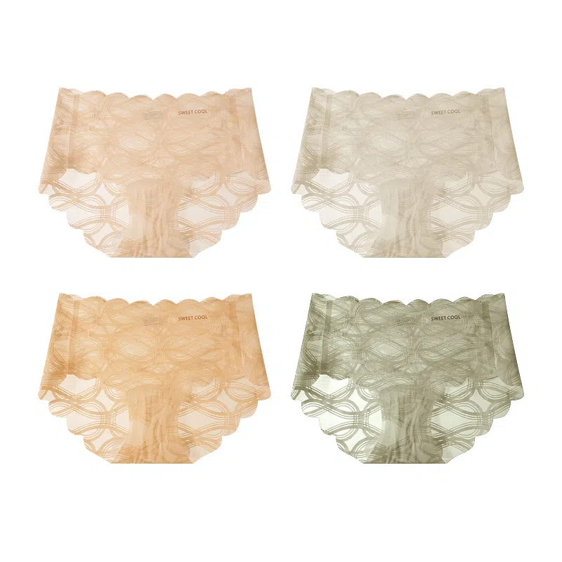 欧迪芬 无痕网纱轻薄透气蕾丝抑菌裆不夹臀不勒腿清凉款清新淡雅内裤 女款