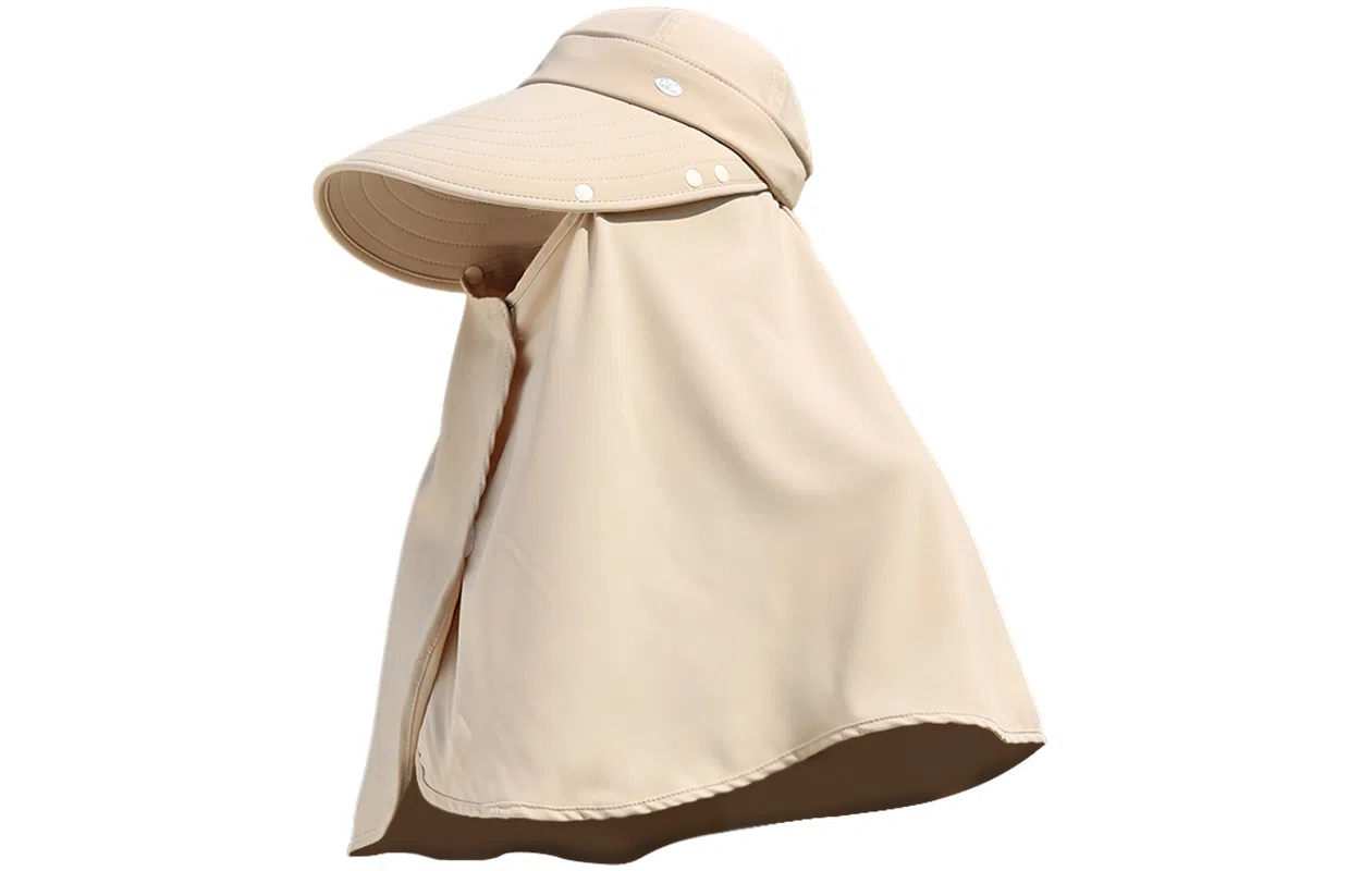 优幽兰 时尚百搭大帽檐遮阳帽小众设计感面罩护颈披肩一体夏季户外出行骑车防紫外线透气遮全脸太阳帽子 锦纶 防晒帽 女款