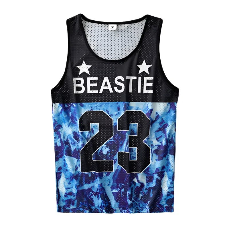 泡泡陷阱 潮流复古字母印花休闲透气网眼简约运动健身跑步坎肩无袖篮球背心 男女同款